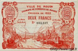 2 Francs FRANCE Regionalismus und verschiedenen Rouen 1922 JP.110.66 SS to VZ