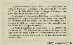 1 Franc FRANCE regionalismo y varios Saint-Brieuc 1918 JP.111.15 SC a FDC