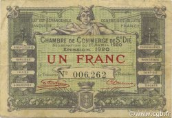 1 Franc FRANCE regionalism and miscellaneous Saint-Die 1920 JP.112.19 F