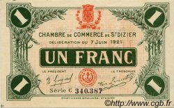 1 Franc FRANCE regionalism and miscellaneous Saint-Dizier 1921 JP.113.22 AU+