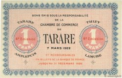 1 Franc FRANCE regionalismo e varie Tarare 1922 JP.119.34 AU a FDC