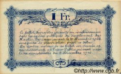 1 Franc Annulé FRANCE regionalismo e varie Tarbes 1917 JP.120.15 BB to SPL