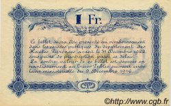 1 Franc Annulé FRANCE regionalism and various Tarbes 1917 JP.120.19 AU+