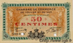 50 Centimes Annulé FRANCE regionalismo y varios Toulon 1916 JP.121.02 SC a FDC