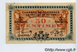 50 Centimes FRANCE regionalism and miscellaneous Toulon 1919 JP.121.26 VF - XF