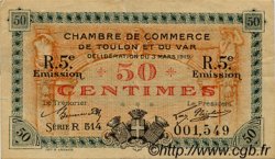 50 Centimes FRANCE regionalism and miscellaneous Toulon 1919 JP.121.28 VF - XF