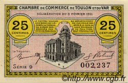 25 Centimes FRANCE regionalismo y varios Toulon 1921 JP.121.32 SC a FDC
