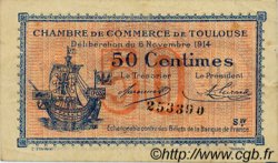 50 Centimes Annulé FRANCE regionalismo e varie Toulouse 1914 JP.122.13 BB to SPL