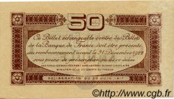50 Centimes Annulé FRANCE regionalismo e varie Toulouse 1917 JP.122.24 BB to SPL