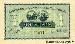 1 Franc FRANCE Regionalismus und verschiedenen Toulouse 1917 JP.122.27 SS to VZ