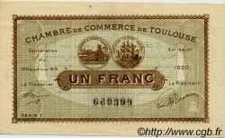 1 Franc FRANCE regionalism and miscellaneous Toulouse 1919 JP.122.36 VF - XF