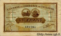 1 Franc FRANCE regionalism and miscellaneous Toulouse 1919 JP.122.38 F