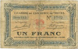 1 Franc FRANCE regionalism and various Troyes 1918 JP.124.08 F