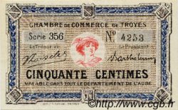 50 Centimes FRANCE regionalism and various Troyes 1918 JP.124.11 AU+