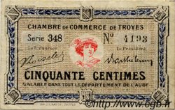 50 Centimes FRANCE regionalismo y varios Troyes 1918 JP.124.11 BC