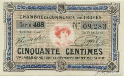50 Centimes FRANCE regionalismo e varie Troyes 1918 JP.124.13 AU a FDC