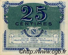 25 Centimes FRANCE regionalism and various Troyes 1918 JP.124.15 AU+