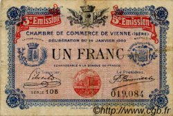 1 Franc FRANCE regionalism and miscellaneous Vienne 1920 JP.128.27 F