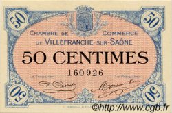 50 Centimes FRANCE regionalismo y varios Villefranche-Sur-Saône 1915 JP.129.01 SC a FDC