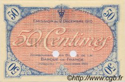 50 Centimes Spécimen FRANCE regionalismo e varie Villefranche-Sur-Saône 1915 JP.129.02 AU a FDC