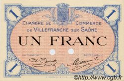 1 Franc Spécimen FRANCE regionalismo y varios Villefranche-Sur-Saône 1915 JP.129.05 SC a FDC