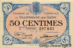50 Centimes FRANCE regionalism and various Villefranche-Sur-Saône 1918 JP.129.07 VF - XF