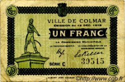 1 Franc FRANCE regionalismo y varios Colmar 1918 JP.130.03 BC