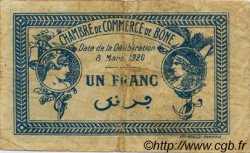 1 Franc FRANCE regionalism and miscellaneous Bône 1920 JP.138.13 F