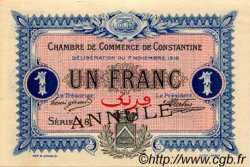 1 Franc Annulé FRANCE regionalism and miscellaneous Constantine 1916 JP.140.11 AU+
