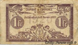 1 Franc FRANCE regionalism and miscellaneous Oran 1920 JP.141.23 F