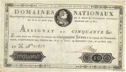 50 Livres FRANCE  1791 Ass.13a TTB+