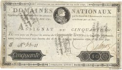 50 Livres Faux FRANCE  1791 Ass.13a