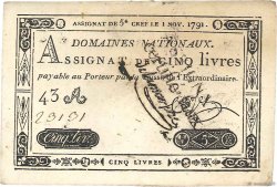 5 Livres Faux FRANCE  1791 Ass.20b