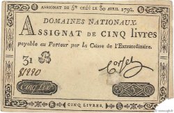 5 Livres FRANCE  1792 Ass.27c