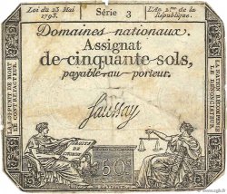 50 Sols Petit numéro FRANCIA  1793 Ass.42a BC