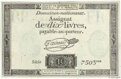10 Livres filigrane républicain Vérificateur FRANCE  1792 Ass.36v SUP