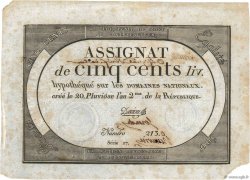500 Livres Vérificateur FRANCE  1794 Ass.47b VF