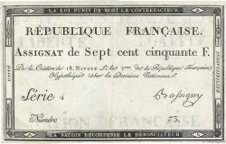 750 Francs Petit numéro FRANCE  1795 Ass.49a SUP