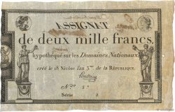 2000 Francs Vérificateur FRANCIA  1795 Ass.51b BB