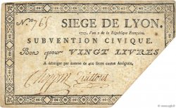 20 Livres FRANCE regionalism and miscellaneous Lyon 1793 Kol.79a VF