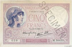 5 Francs FEMME CASQUÉE modifié Spécimen FRANCE  1939 F.04.01Scp SUP+