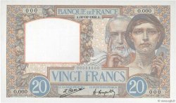 20 Francs TRAVAIL ET SCIENCE Épreuve FRANCE  1922 F.12.00Ec NEUF