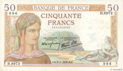 50 Francs CÉRÈS modifié FRANCE  1938 F.18.18 SUP