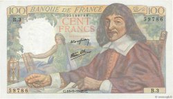 100 Francs DESCARTES FRANCE  1942 F.27.01 SPL