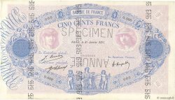 500 Francs BLEU ET ROSE Spécimen FRANCE  1921 F.30.25Sp TTB+