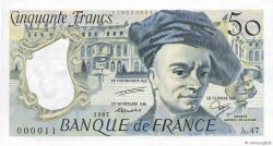 50 Francs QUENTIN DE LA TOUR Petit numéro FRANCE  1987 F.67.13A47 NEUF