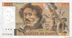 100 Francs DELACROIX modifié Fauté FRANCE  1979 F.69.03 SUP