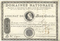200 Livres sans coupons  FRANCE  1790 Ass.01a