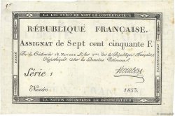 750 Francs Petit numéro FRANCE  1795 Ass.49a