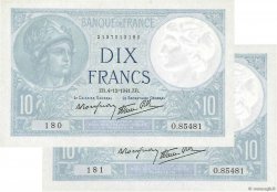 10 Francs MINERVE modifié Consécutifs FRANCE  1941 F.07.30
